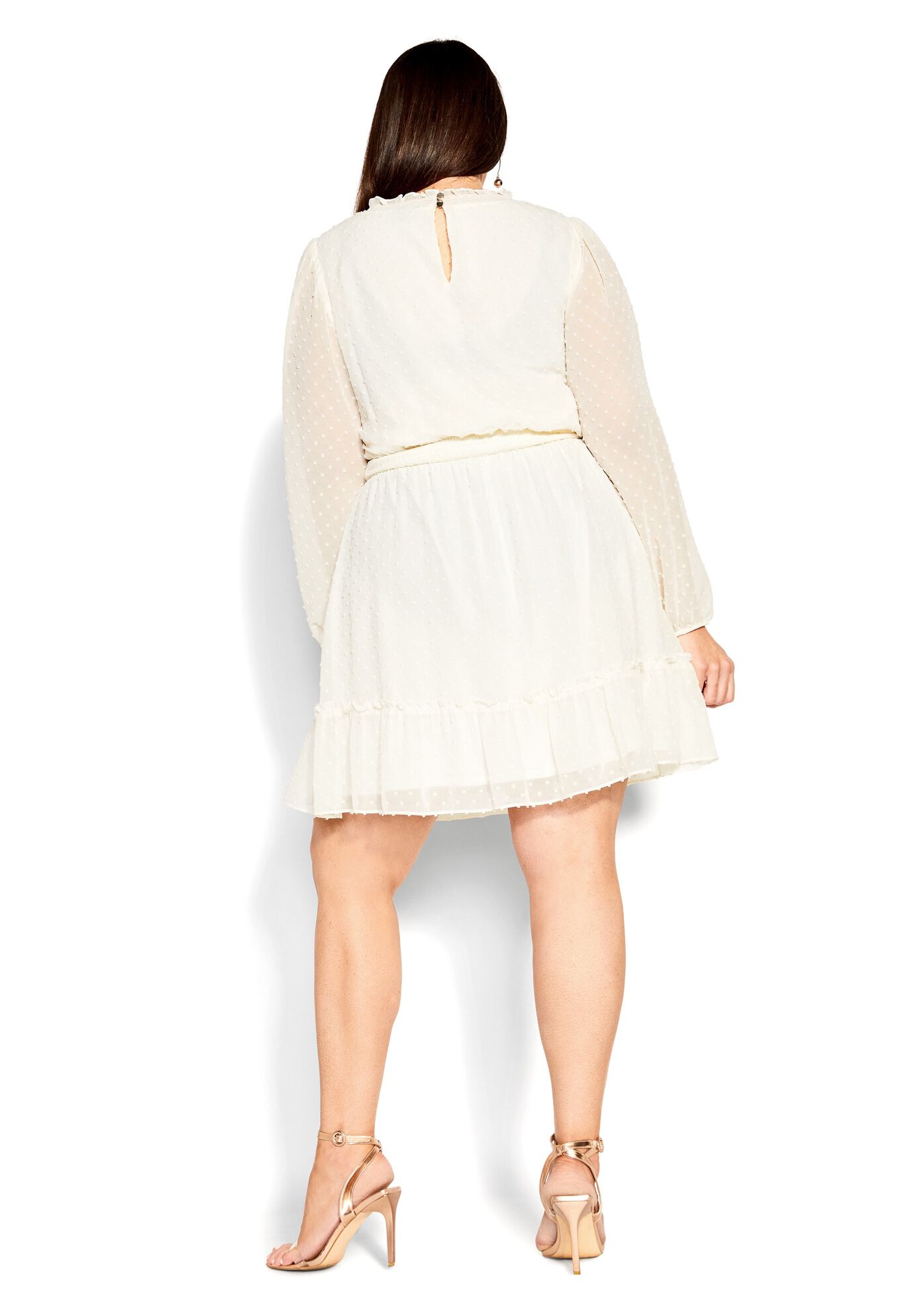 Dobby Tiered Dress - vanilla, WHITE, on-hover image number 1