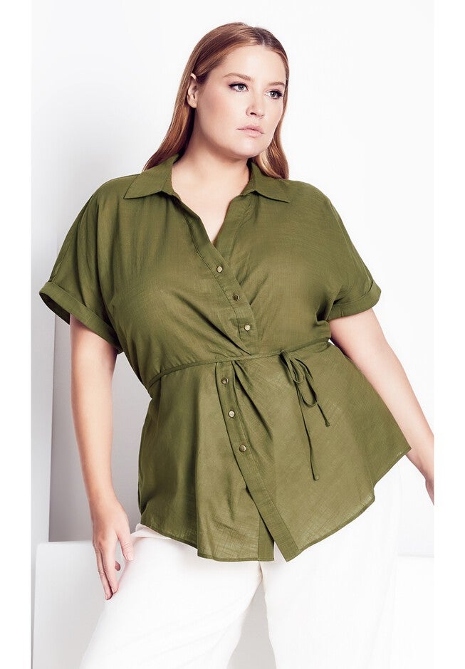 Twisted Detail Shirt - khaki, BROWN, hi-res image number null