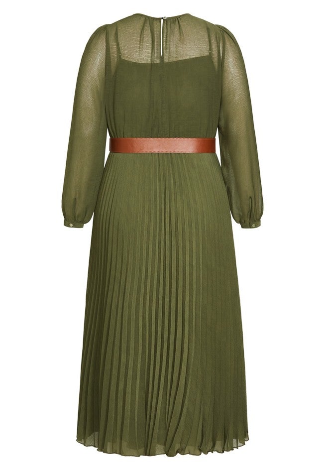 Love Pleat Dress - olive, GREEN, alternate image number 2