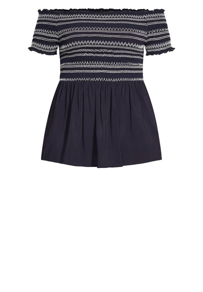 Stitch Detail Top - navy, BLUE, alternate image number null
