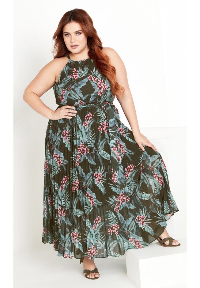 Rebecca Print Maxi Dress - jungle, GREEN, hi-res image number 0