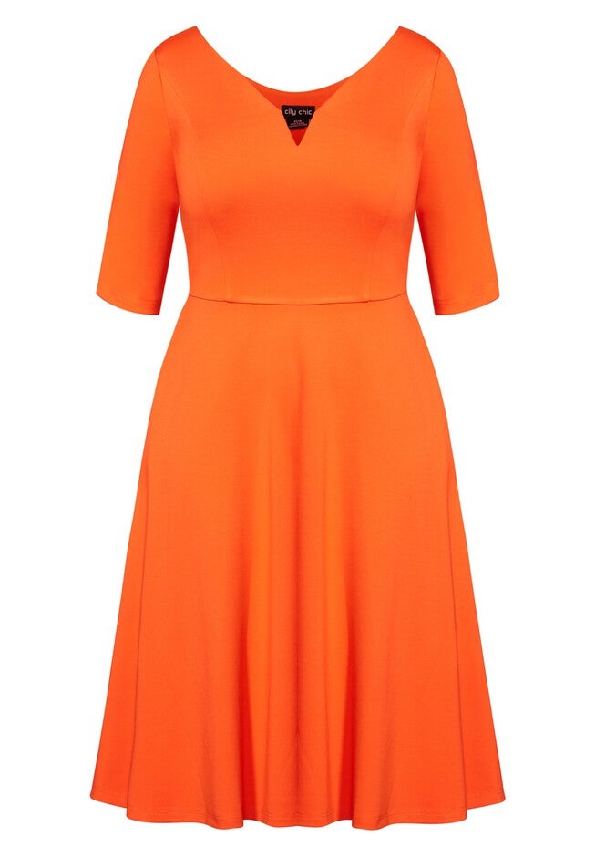Cute Girl Elbow Sleeve Dress - mandarin, ORANGE, alternate image number 2