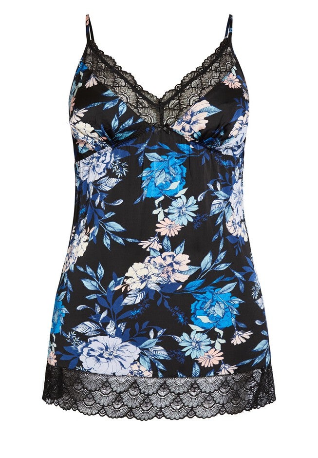 Bella Floral Chemise - black, BLACK, alternate image number null