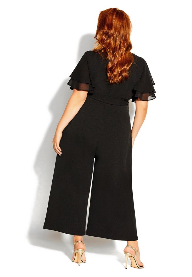 Flutter Sleeve Jumpsuit - black, BLACK, on-hover image number 1