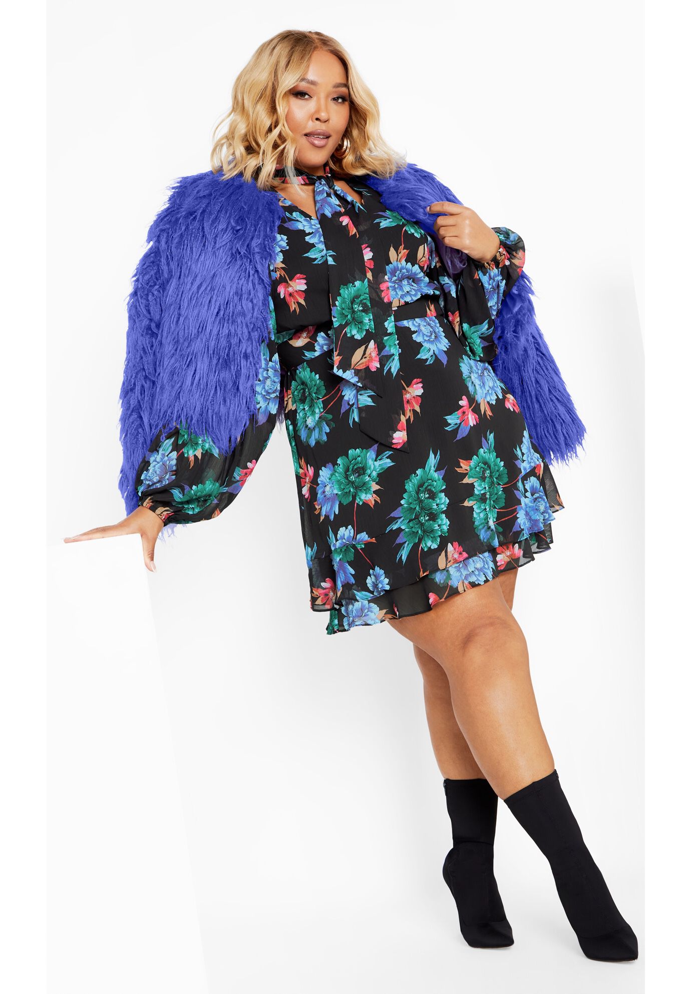 Blakely Print Dress - black, BLACK, hi-res image number 0