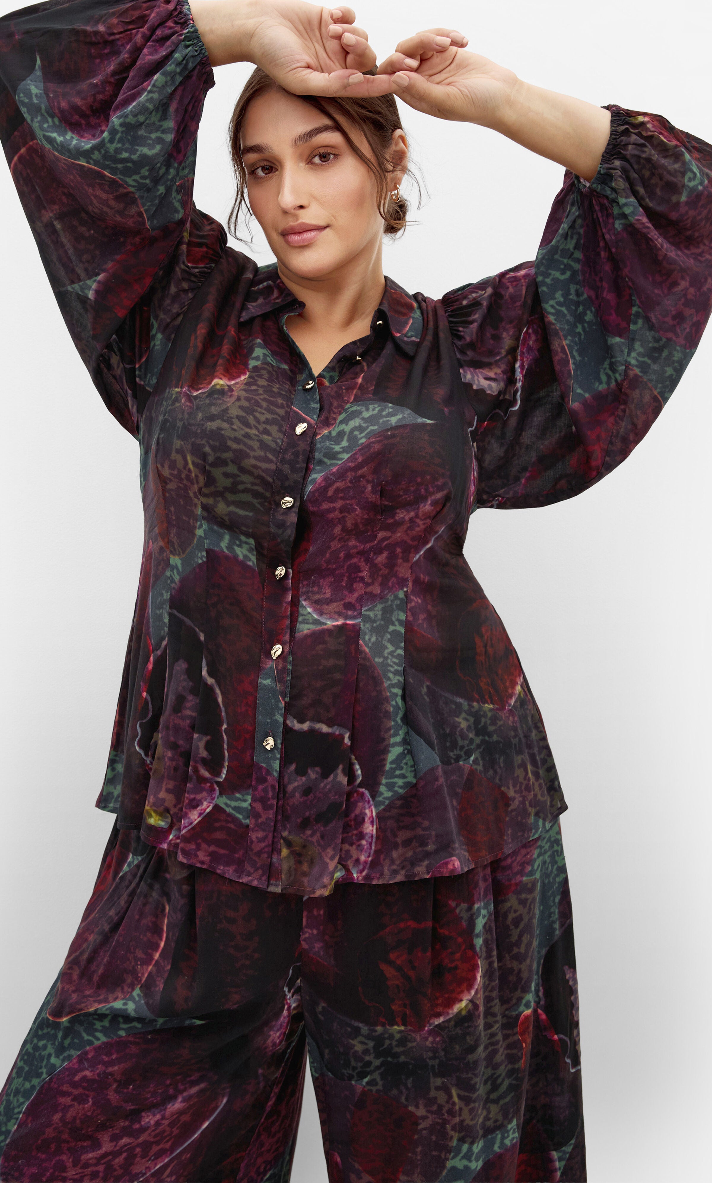 Piper Orchid Print Shirt, PURPLE, alternate image number 3