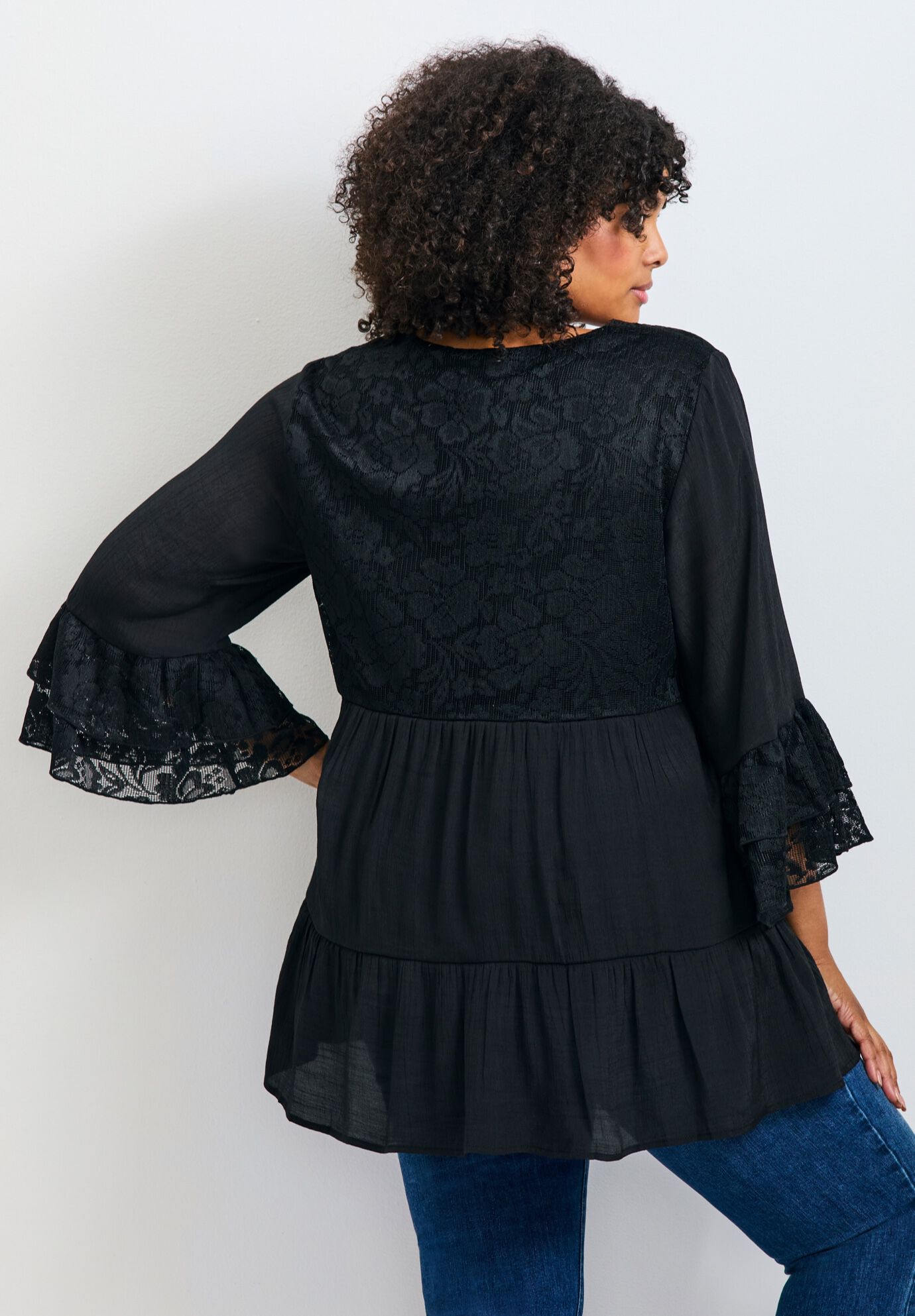 Wallflower Lace Detail Tunic, BLACK, alternate image number 2