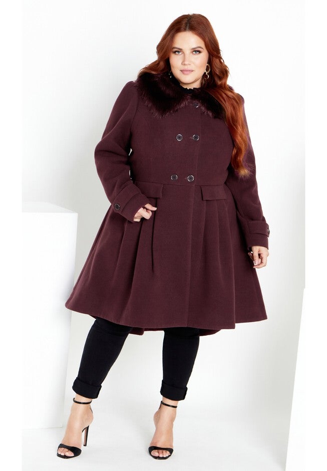 Grandiose Coat - spiced plum, RED, on-hover image number 1