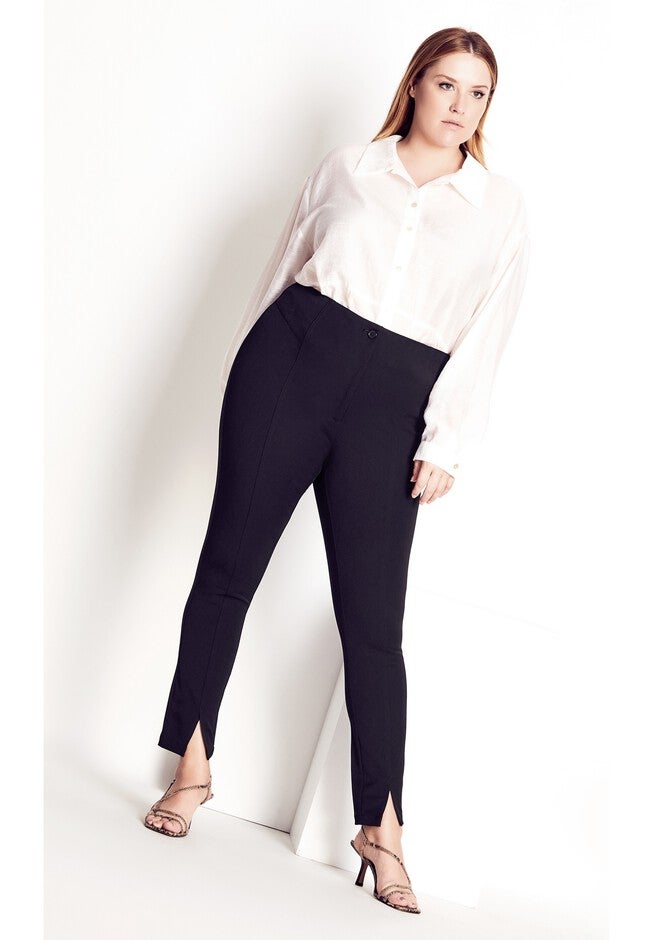 Asha Split Front Pant - black, BLACK, hi-res image number 0