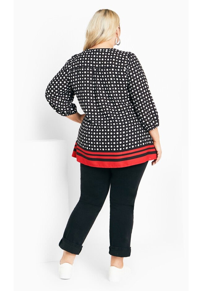 Malia Zip Border Top, BLACK RED, alternate image number null