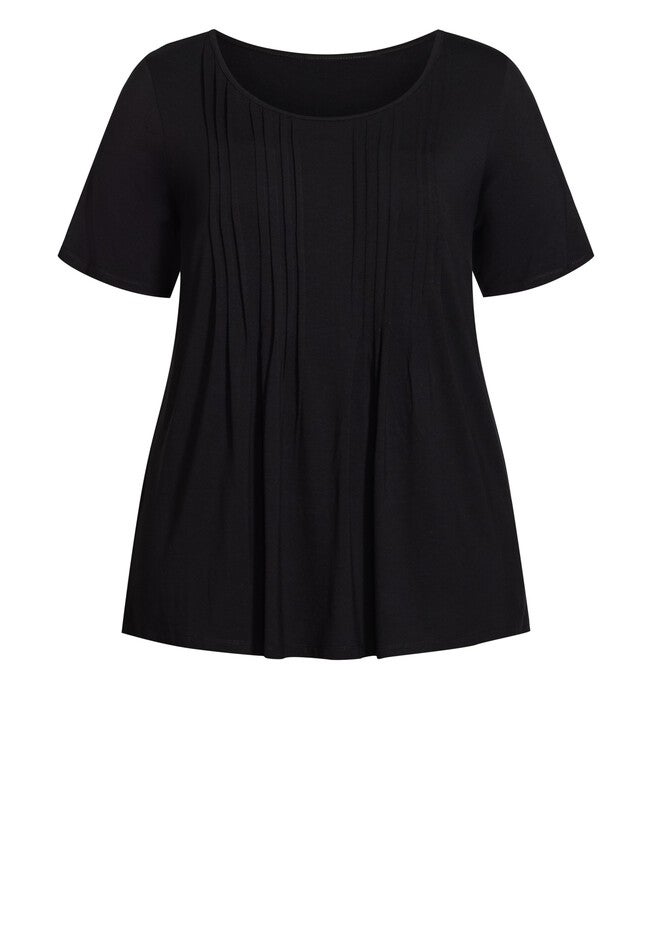 Knit Pleated Top, BLACK, alternate image number null
