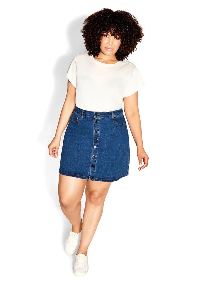 Island Denim Skirt - mid denim, BLUE, hi-res image number 0