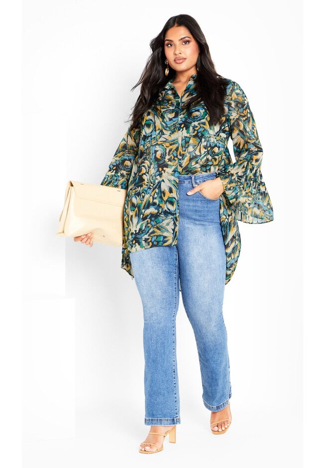 Perla Pleat Print Shirt, PAPILLON, on-hover image number 1