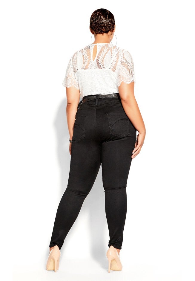 Asha Skinny Petite Black Jean - black, BLACK, alternate image number null