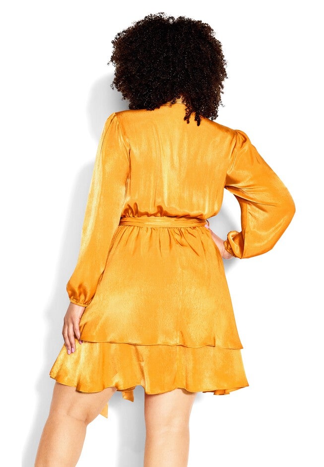 Twisted Ruffle Dress - honey, ORANGE, alternate image number null