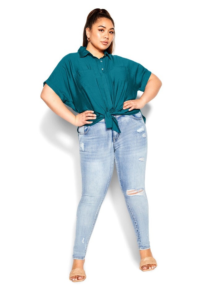 Relaxed Summer Shirt - teal, GREEN, alternate image number null