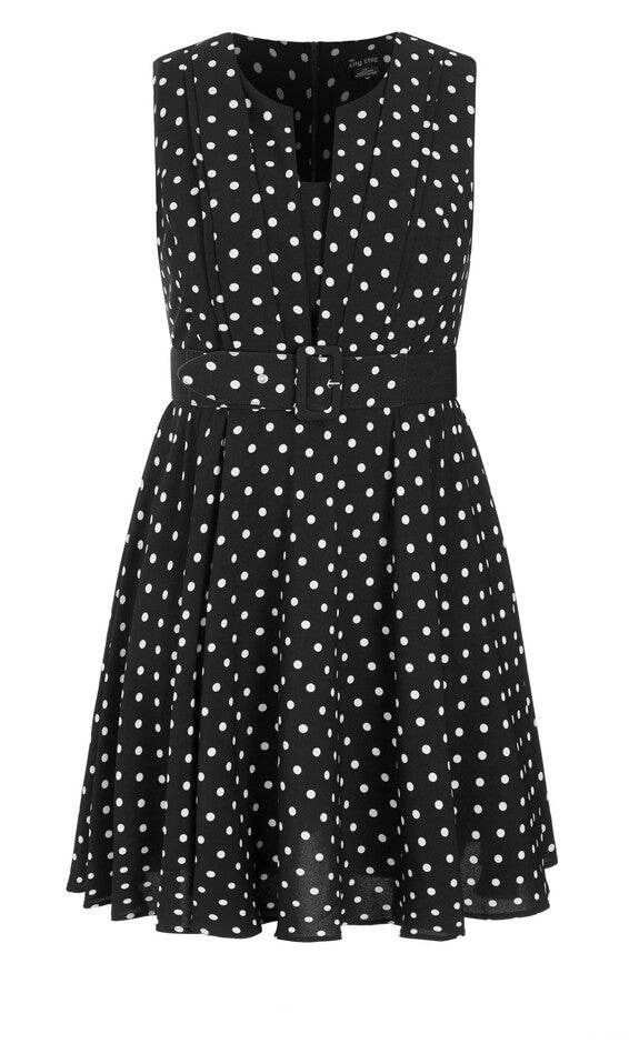 Vintage Spot Dress - black, BLACK, alternate image number null