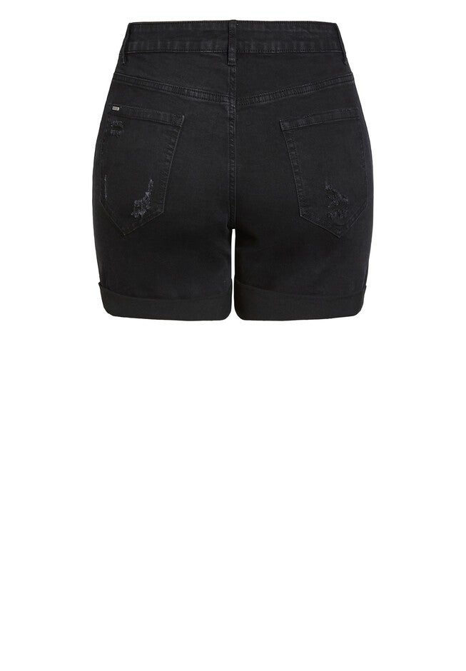 Ripped Love Short - black wash, BLACK, alternate image number null