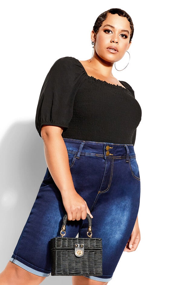 Killer Pins Double Button Cuff Short - dark denim, BLUE, alternate image number 2