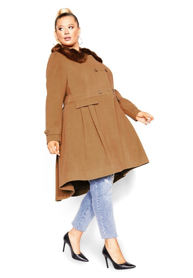 Grandiose Coat - caramel, BROWN, on-hover image number 1