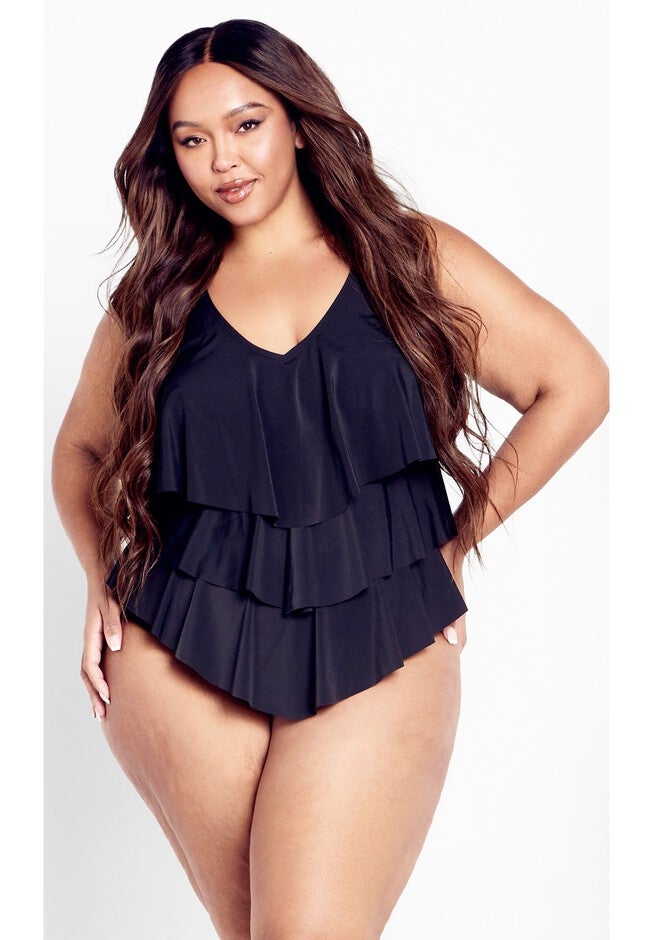 Pia V-Tiered 1 Piece, BLACK, alternate image number 3