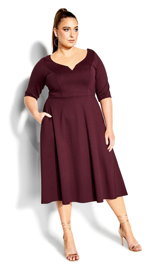Cute Girl Elbow Sleeve Dress - oxblood, OX, alternate image number null