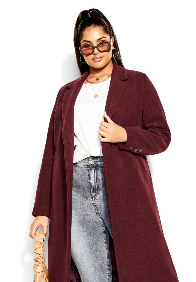 Effortless Chic Coat - oxblood, RED, on-hover image number 1