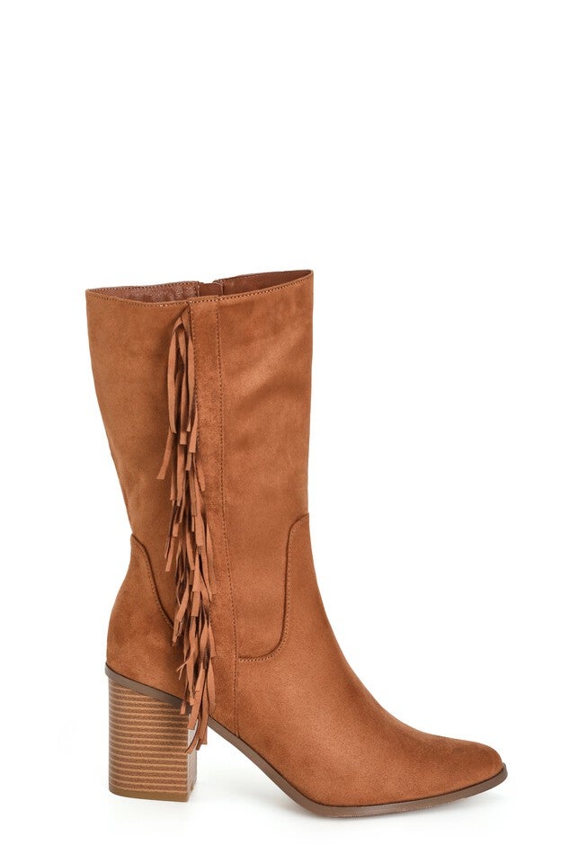 WIDE FIT Tassel Mid Boot - tan, BROWN, on-hover image number null