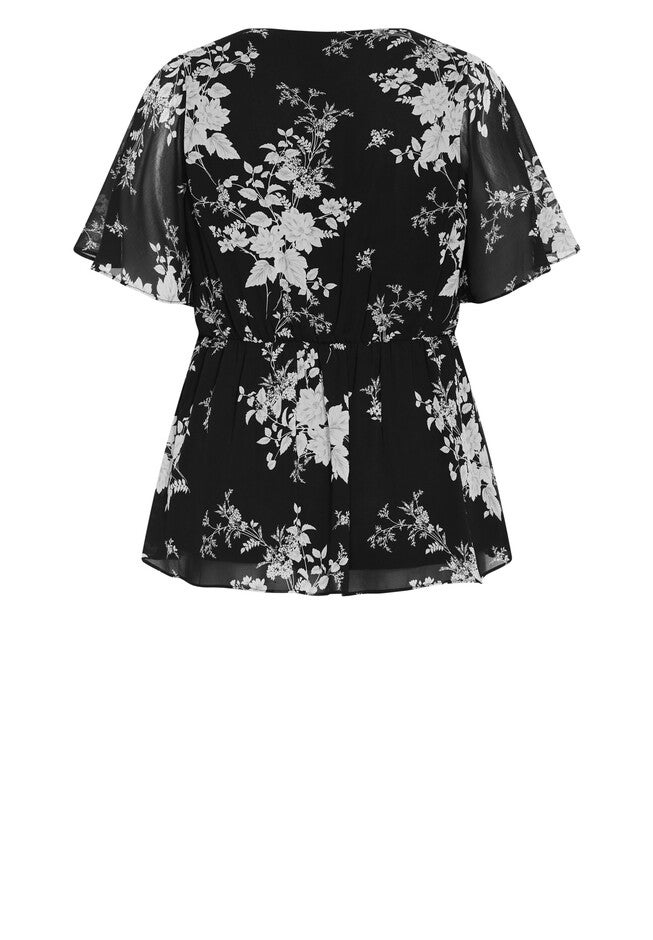 Mini Bouquet Wrap Top - black, BLACK, alternate image number 5