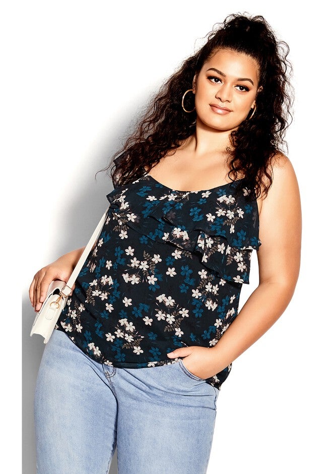 Cascade Floral Top - navy, BLUE, hi-res image number null