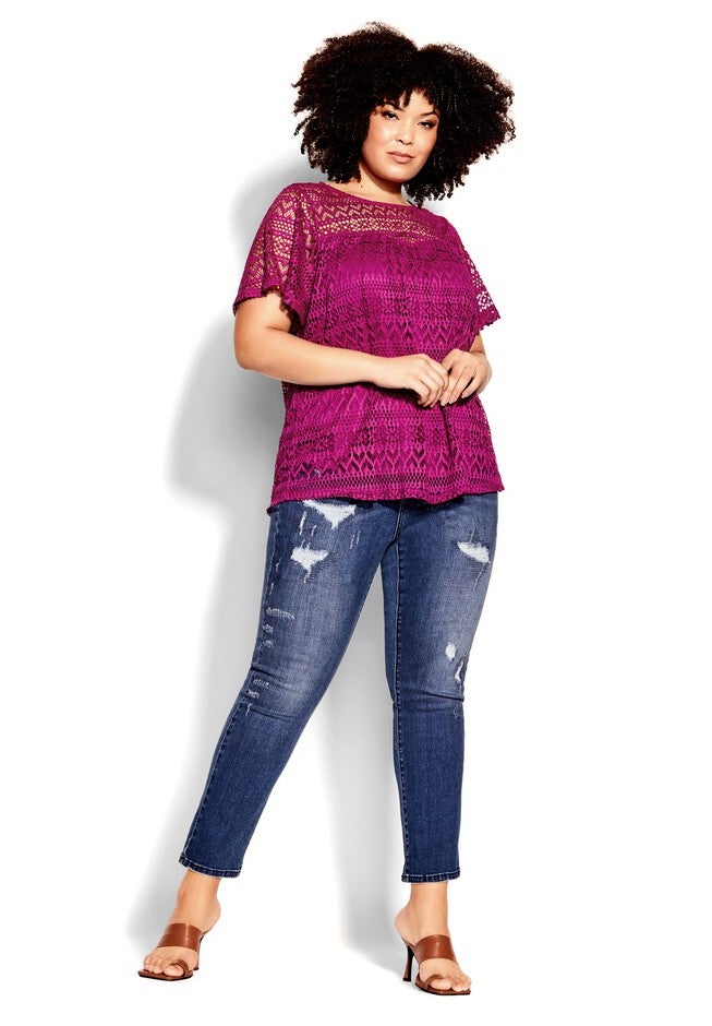 Serenity Short Sleeve Top - cerise, PINK, alternate image number 5