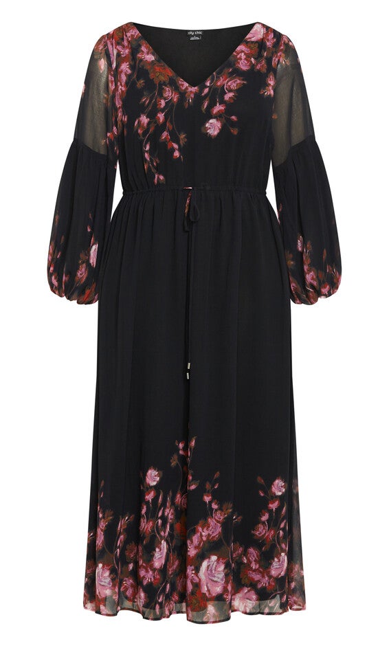 Romance Border Dress - black, BLACK, alternate image number null
