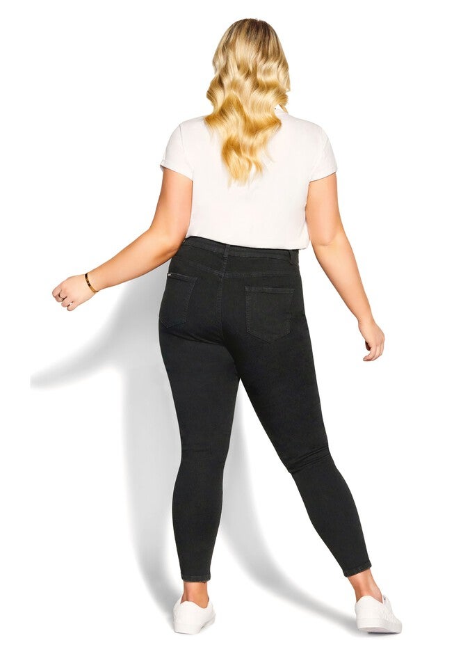Asha Sassy Rips Jean - black, BLACK, on-hover image number 1