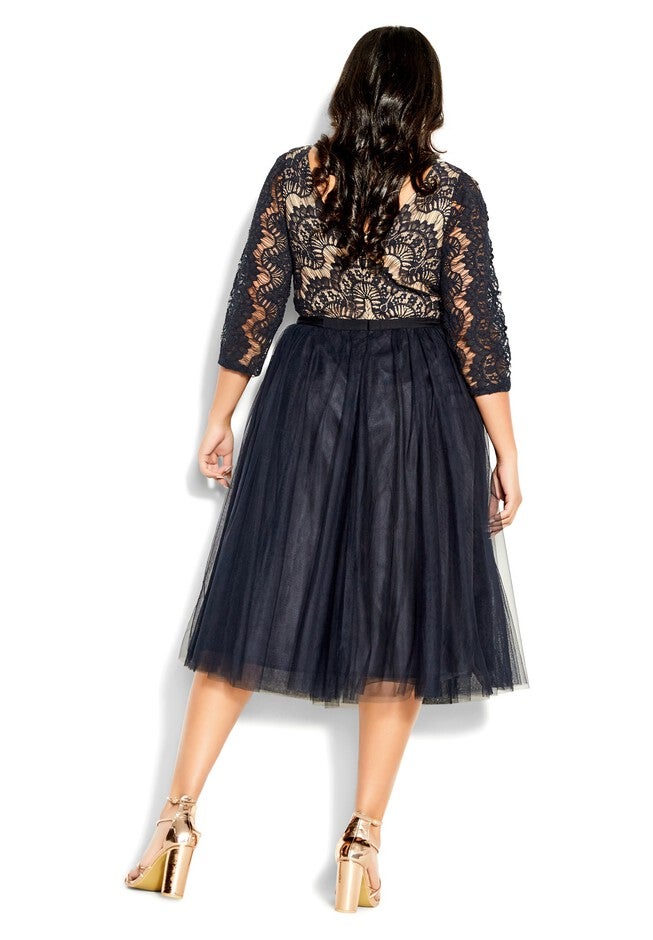 Beauty Elbow Sleeve Dress - navy, BLUE, alternate image number null