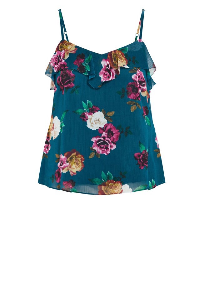 Nicole Print Cami - teal, GREEN, alternate image number null