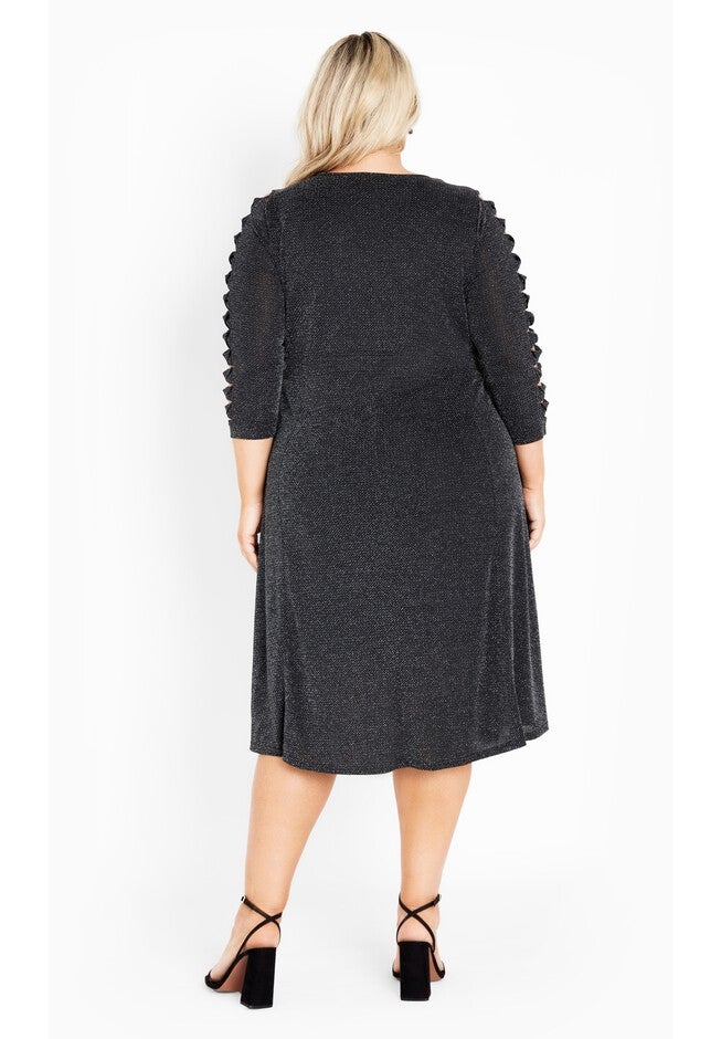Glam Sleeve Dress, BLACK SILVER, on-hover image number null