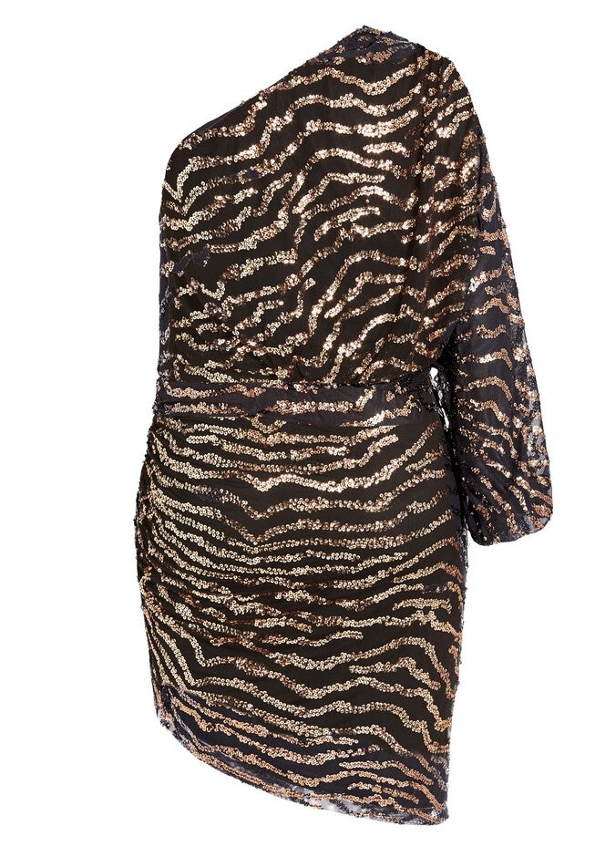 Sequin Stripe Dress - gold, YELLOW, alternate image number null