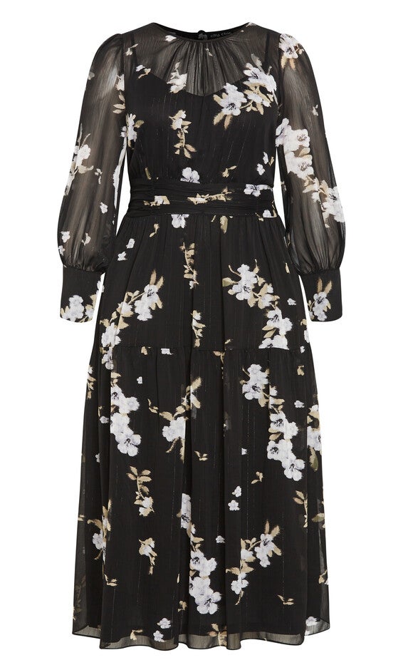 Amira Print Maxi Dress - ivory floral, GRAY, alternate image number null