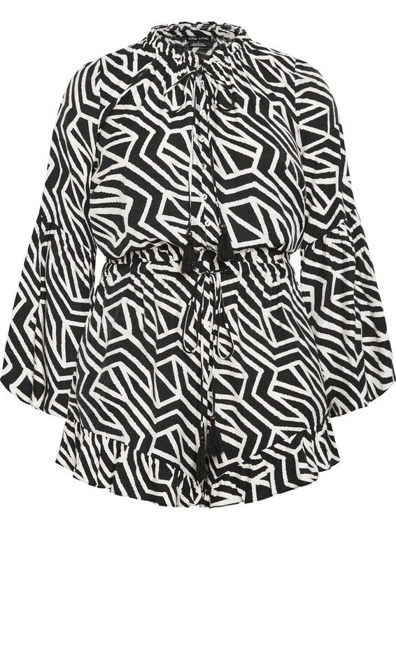 Erica Print Playsuit - black, MONO, alternate image number 3