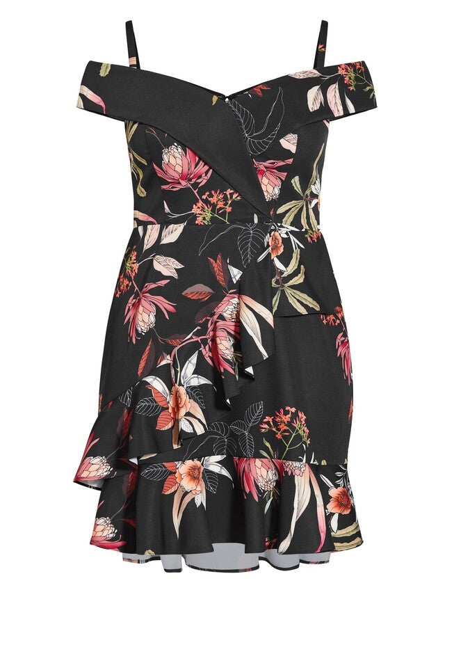 Botanical Floral Dress - black, BLACK, alternate image number null