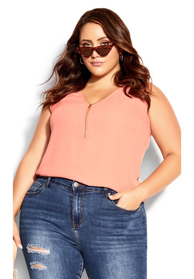 Sexy Zip Top - peach, ORANGE, hi-res image number 0