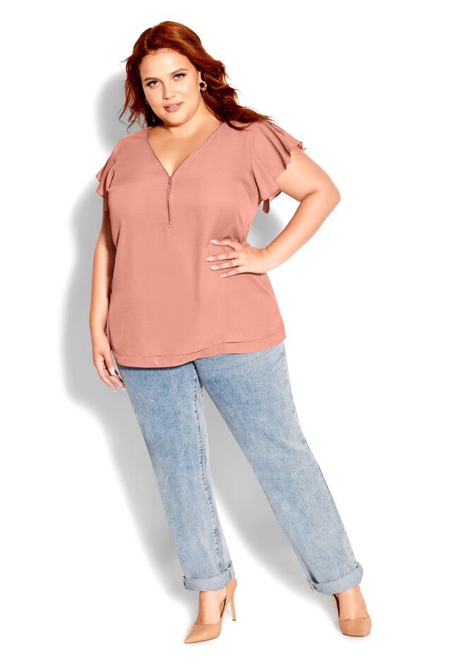 Zip Fling Top - guava, PINK, alternate image number null