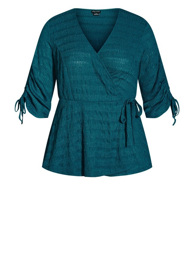 Romance Tie Top - teal, GREEN, alternate image number null