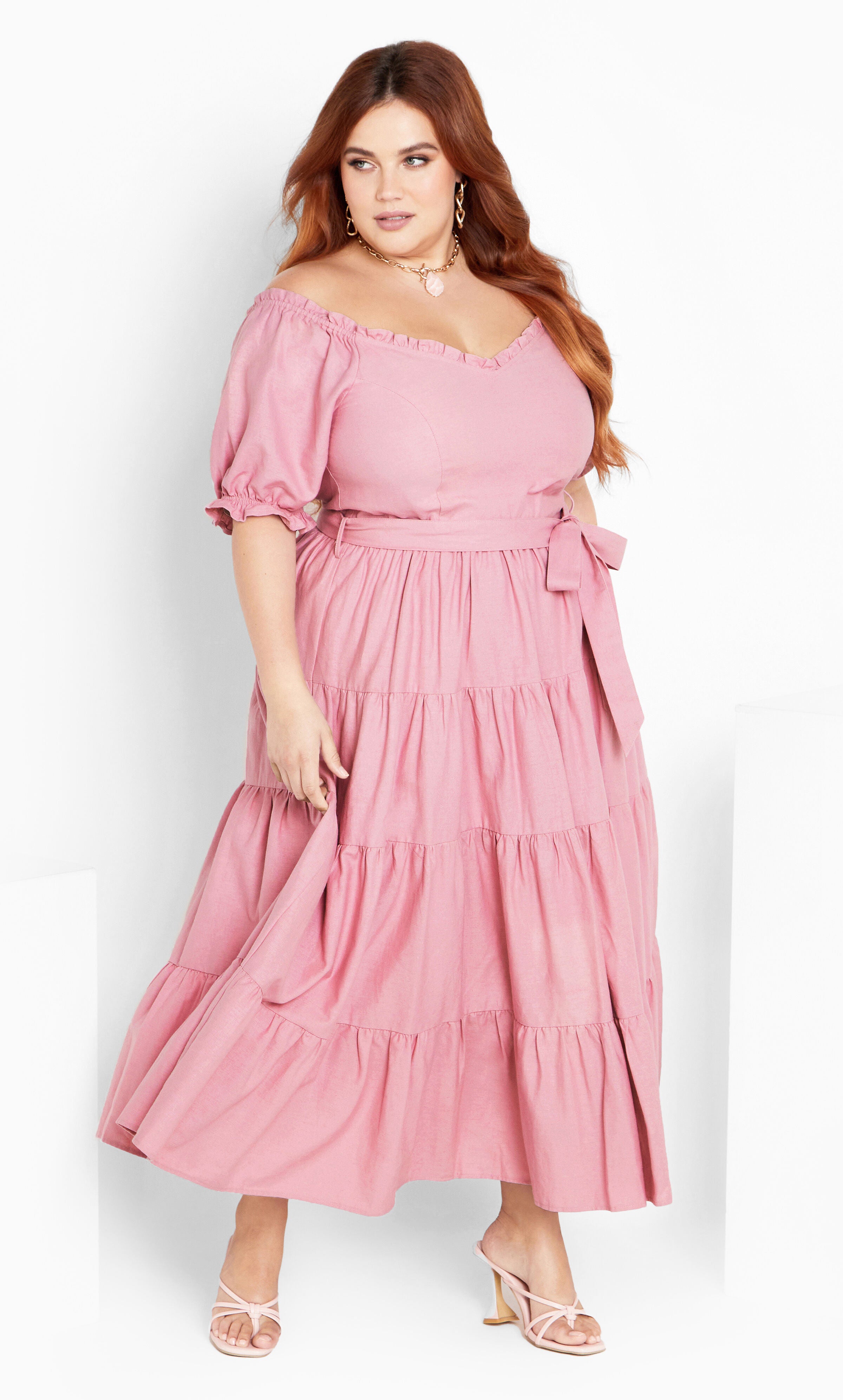 Puff Sleeve Maxi Dress - blush, PINK, hi-res image number 0