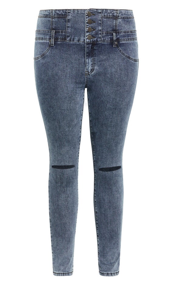 Asha Slit Corset Jean - dove grey, GREY, alternate image number 4