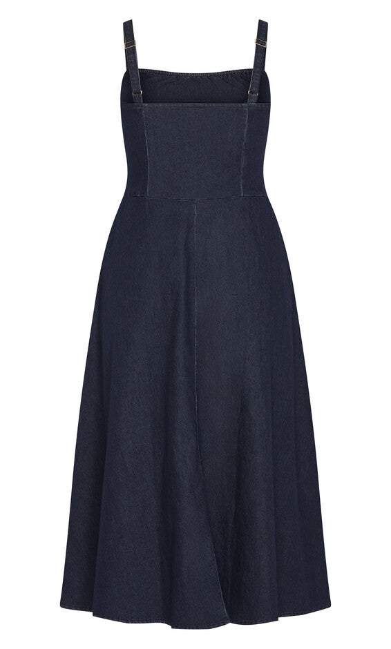 Denim Corset Dress - dark denim, BLUE, alternate image number 4