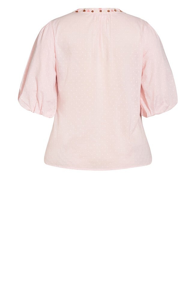 Vacation Embroidered Top - peony, PINK, alternate image number null