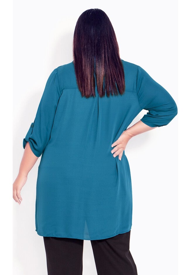 Longline Blouse, TEAL, on-hover image number null