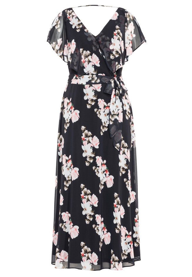 Sacred Lotus Maxi Dress - black, BLACK, alternate image number null