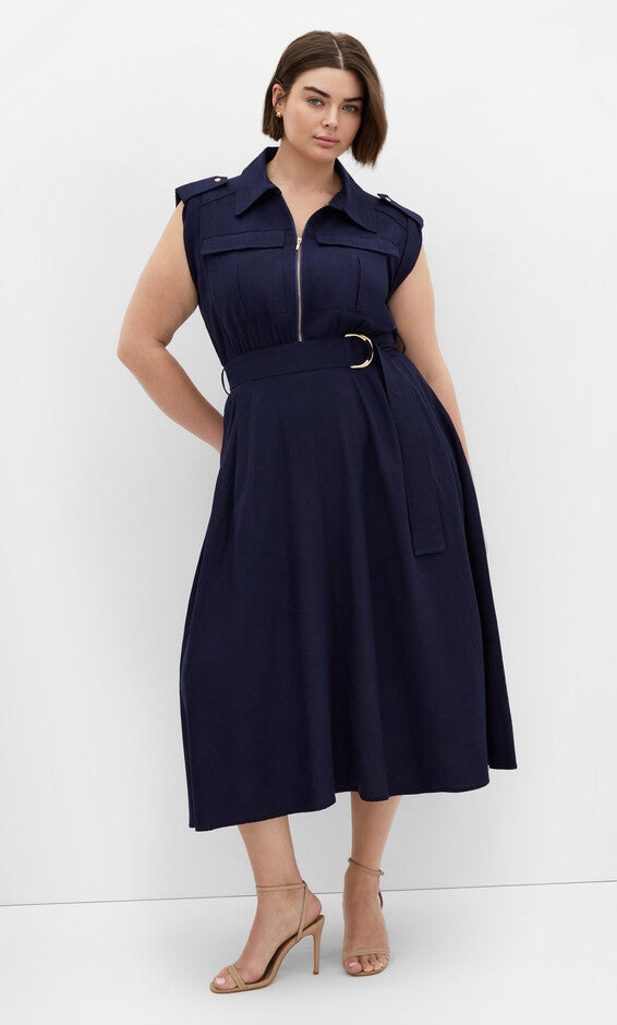 Utility Midi Dress - navy, BLUE, hi-res image number null